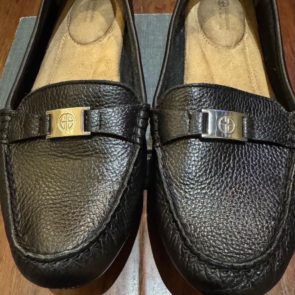 Giani Bernini Leather Loafers Black Comfort Slip On Size 9 - Picture 2 of 7